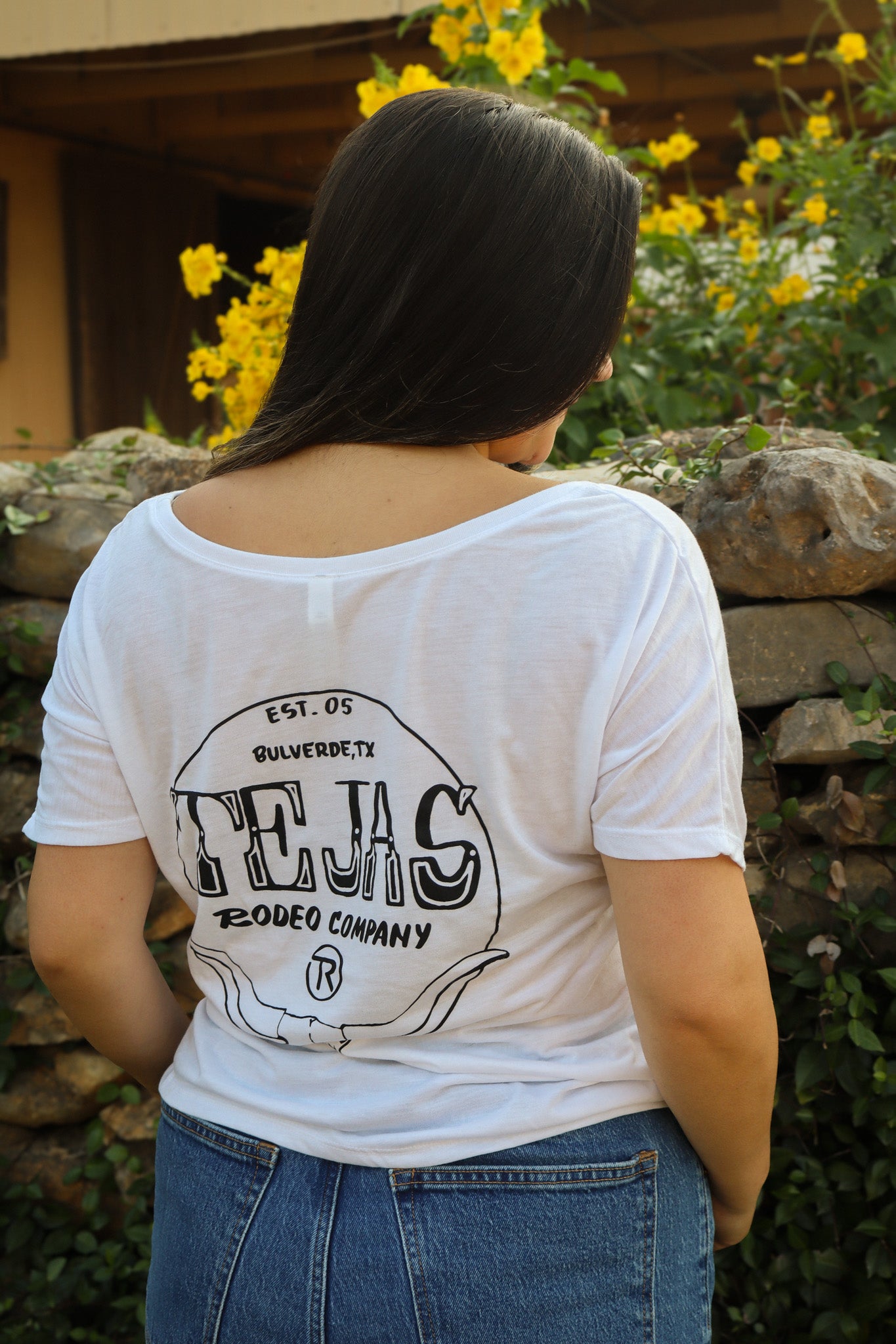Ladies - Tejas Branded Longhorn Slouch Tee