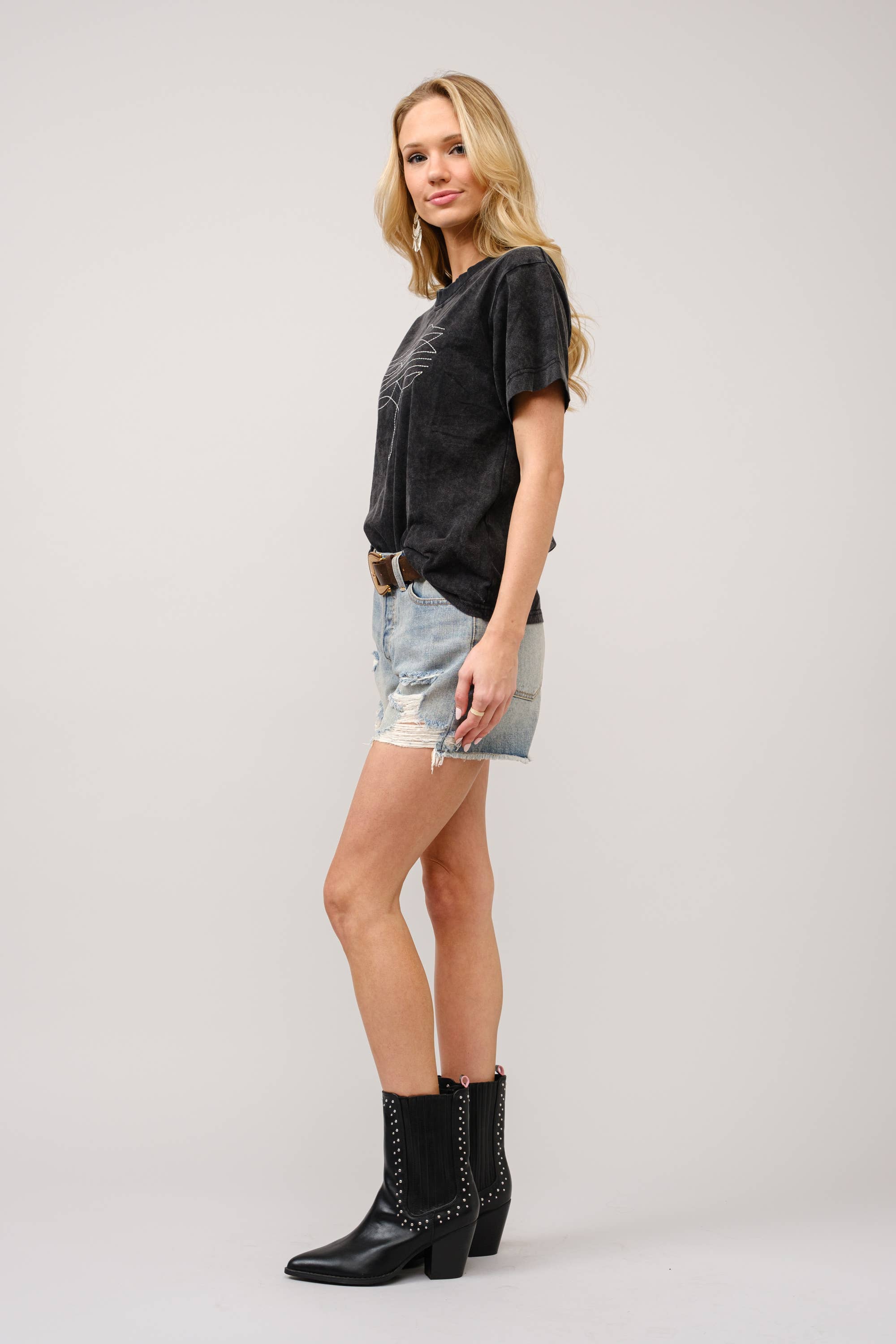 Boots Embroidered Washed Graphic T-Shirt