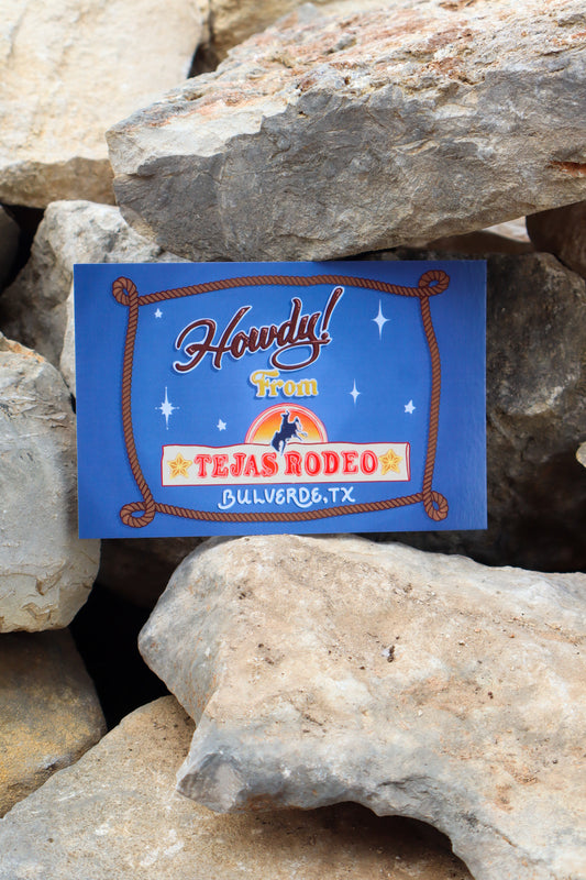 "Howdy From Tejas Rodeo" Postcard