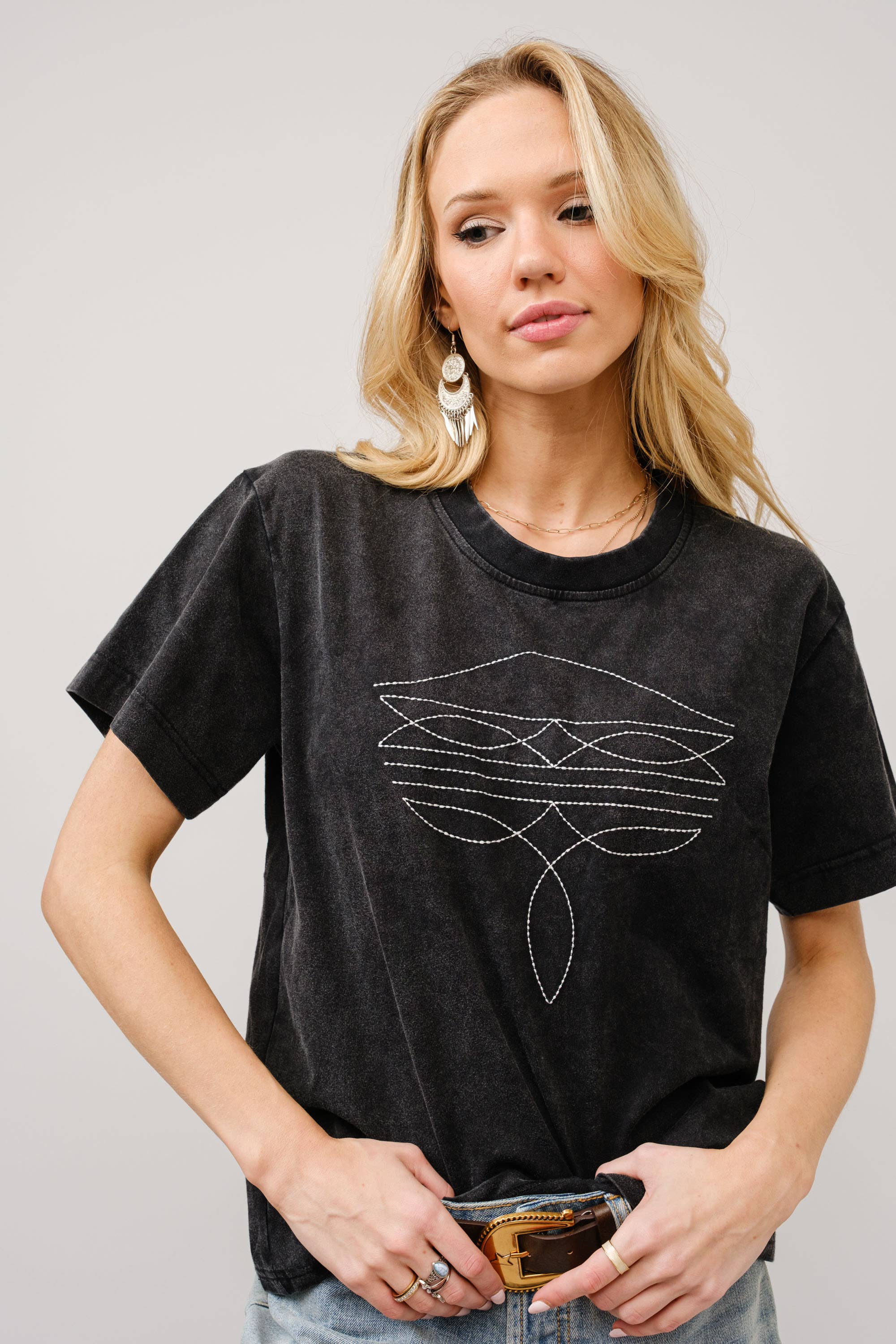 Boots Embroidered Washed Graphic T-Shirt