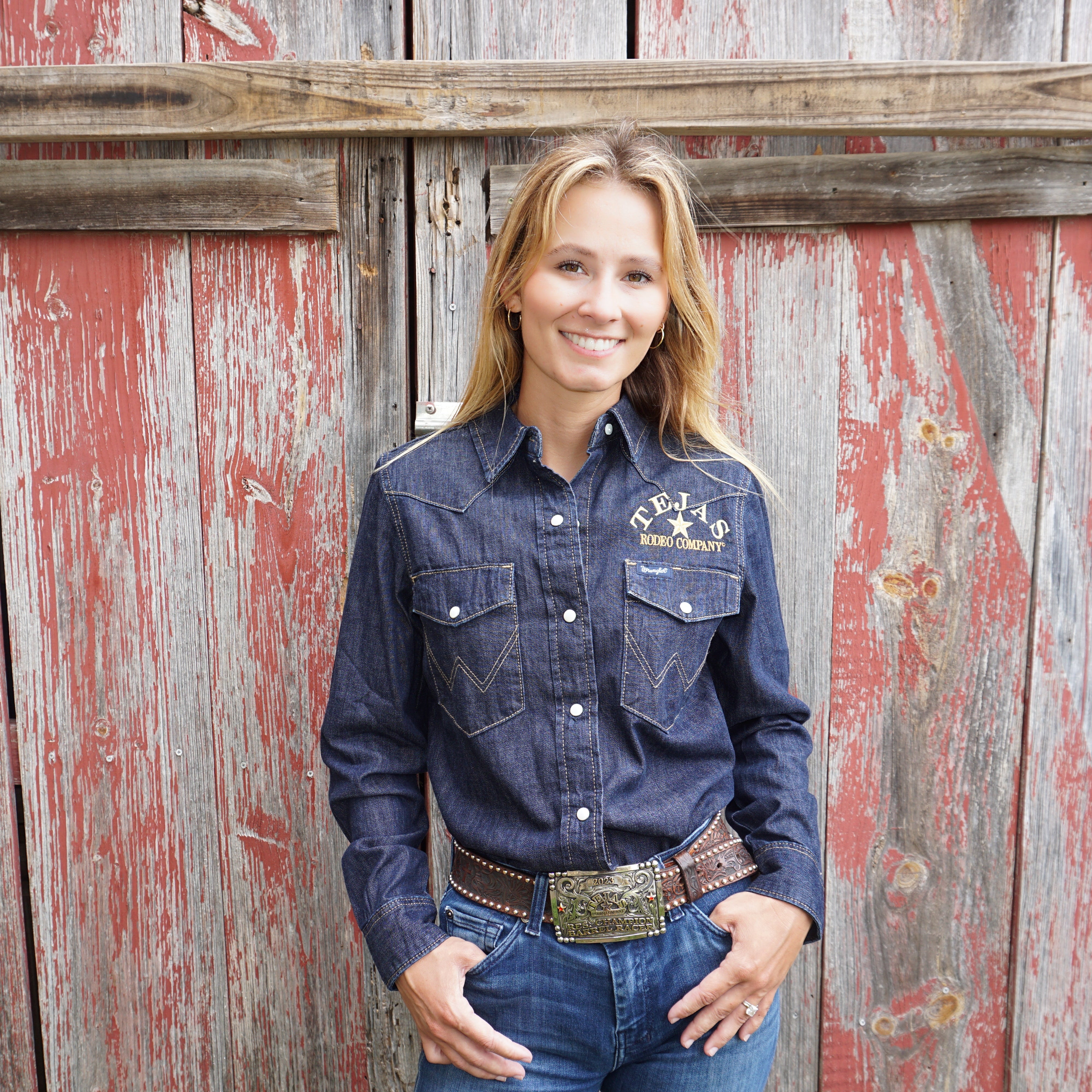 Wrangler Women's Long Sleeve Snap Denim Shirt