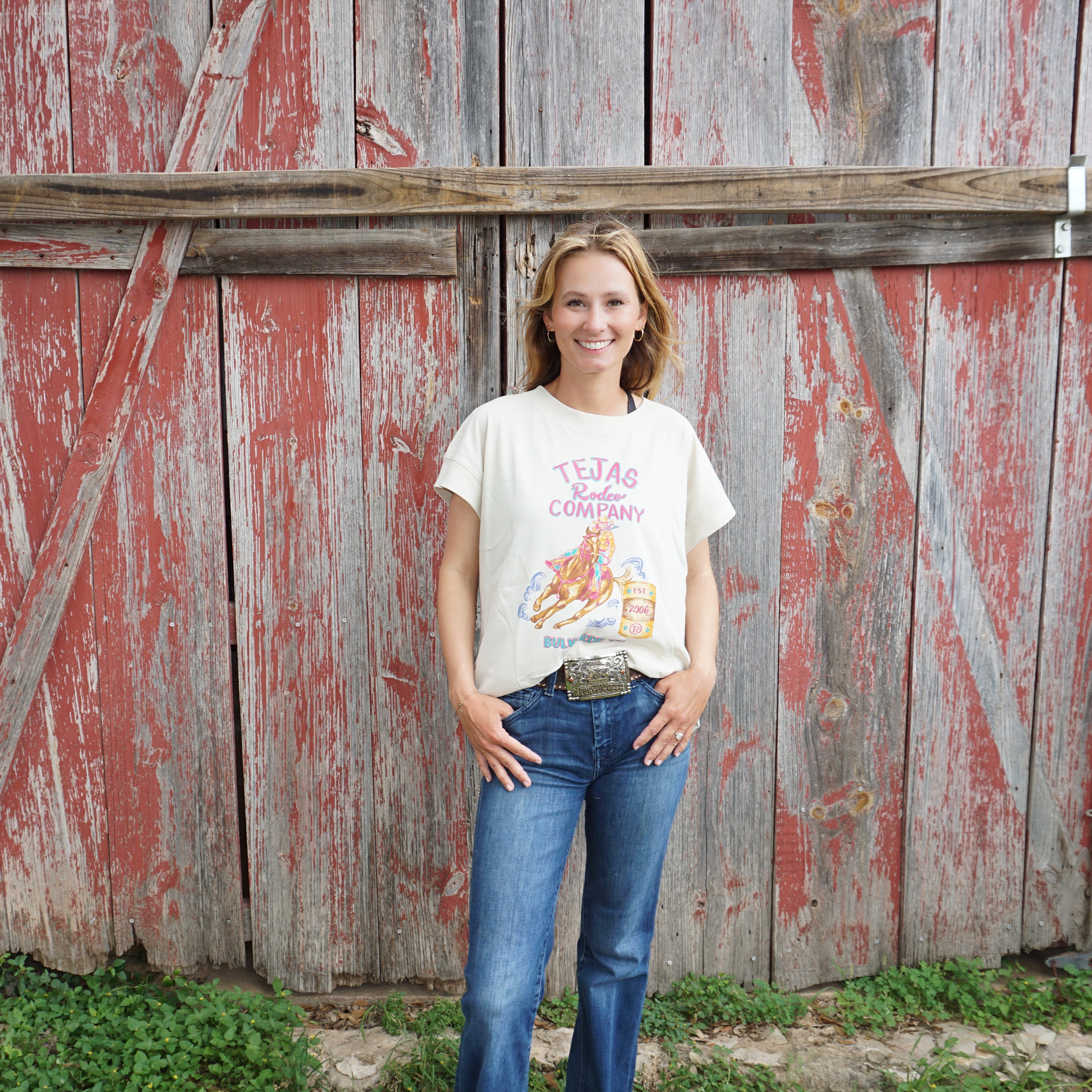 Ladies - Barrel Racer Boxy Cap Sleeve T-shirt