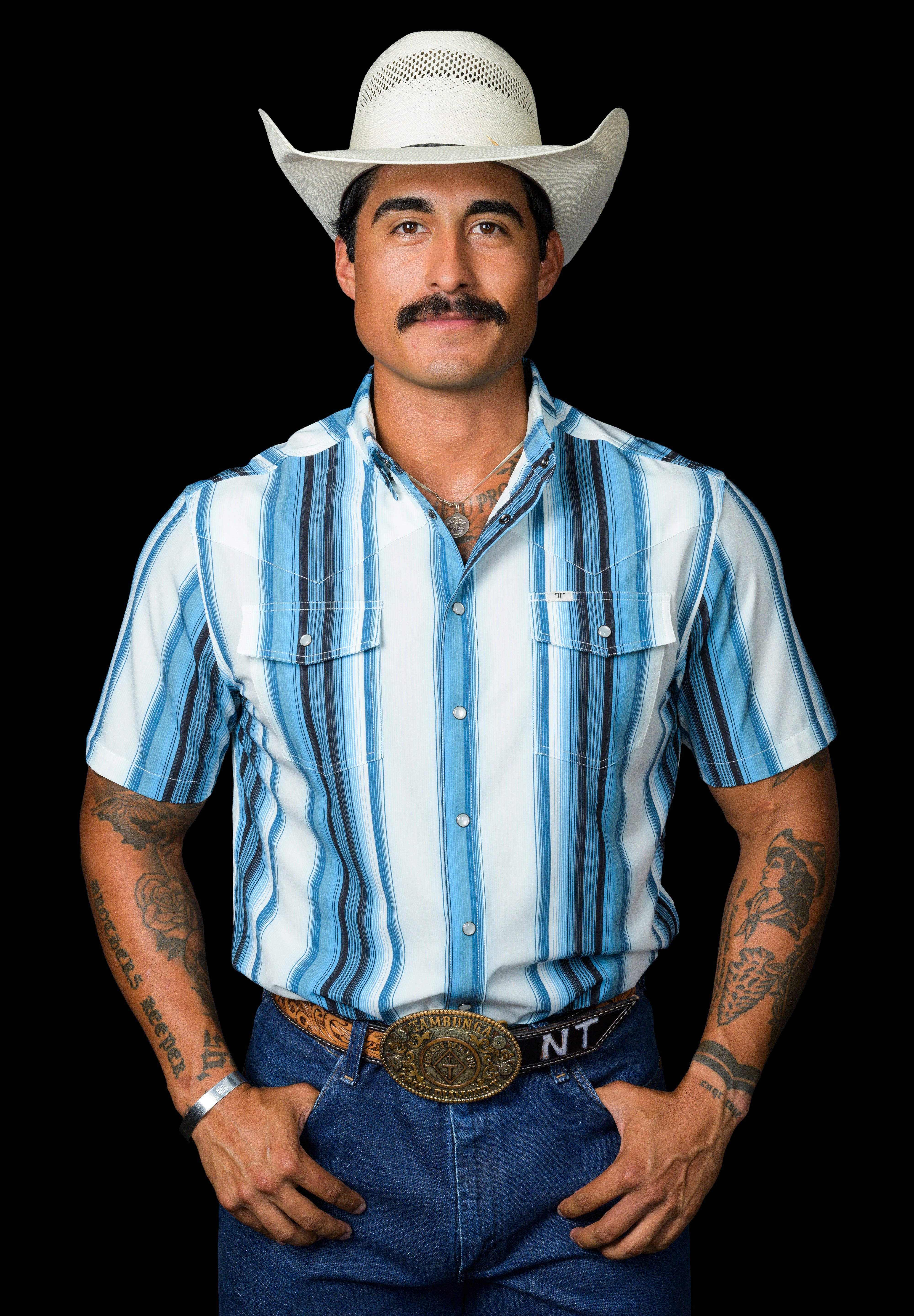 The Harrison in Blue Short Sleeve Snap Ferrell Shirt