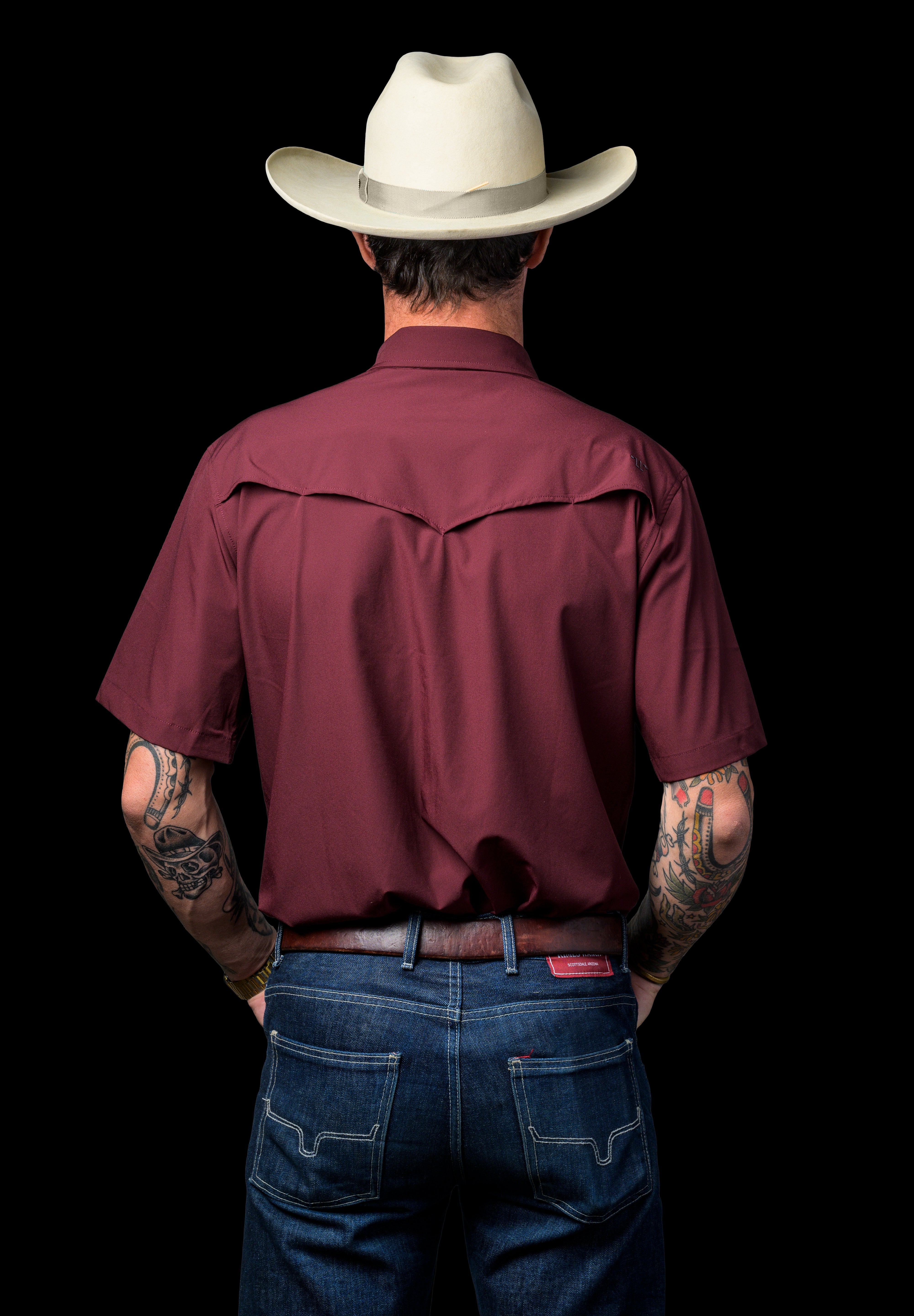 Core- Men's Maroon Short Sleeve Snap Ferrell Shirt