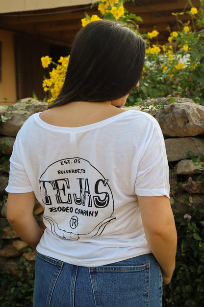 Ladies - Tejas Branded Longhorn Slouch Tee