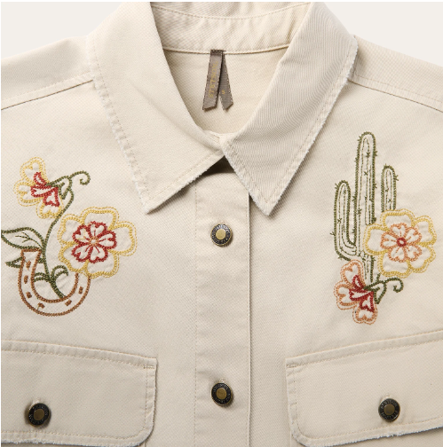 Ladies - Stetson Embroidered Khaki Button Up Jacket