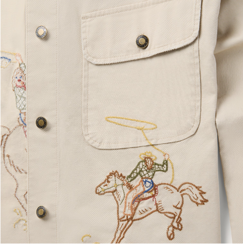 Ladies - Stetson Embroidered Khaki Button Up Jacket