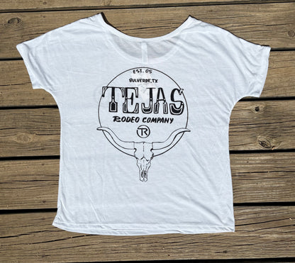 Ladies - Tejas Branded Longhorn Slouch Tee