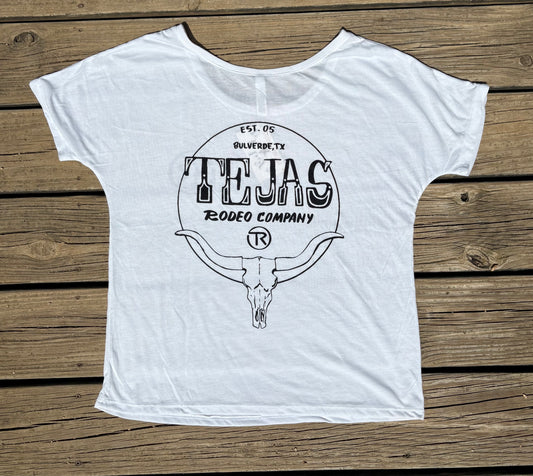 Ladies - Tejas Branded Longhorn Slouch Tee