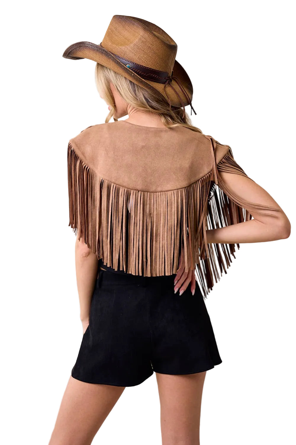 TAN WESTERN FRINGE SUEDE COLLAR / SHRUG