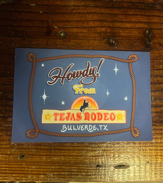 "Howdy From Tejas Rodeo" Postcard