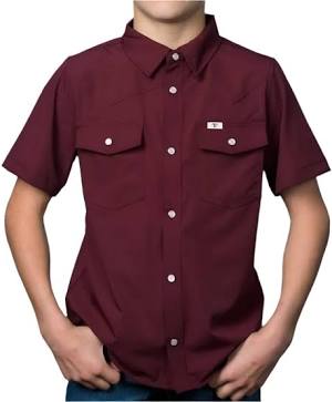 Core- Kid's Maroon Short Sleeve Snap Ferrell Shirt
